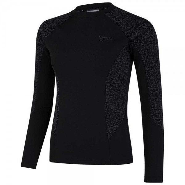 Kostume për not me mang të gjata, për Femra - SPEEDO Women's Long Sleeve Rash Guard Swim Top, Black/Oxide Grey,