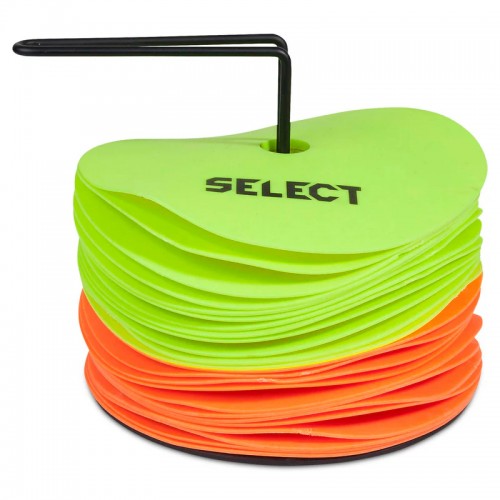 Pjata për ushtrime, set 24 copa, me mbajtëse / Select marking mat set with holder, yellow-orange